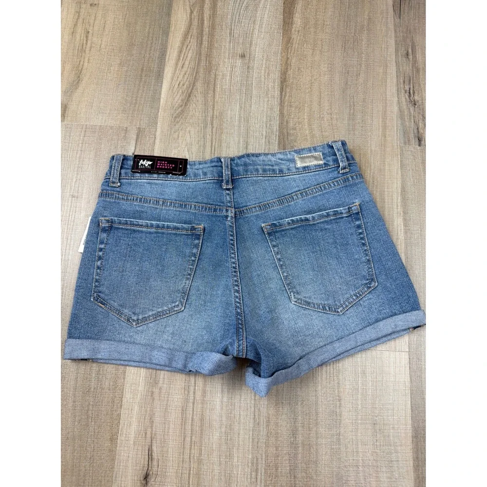 Aeropostale Tokyo Darling Women High Waisted Denim Shorty Shorts Blue Size 4 NWT
